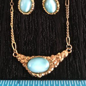 Necklace/earring set Blue Peruvian Opal